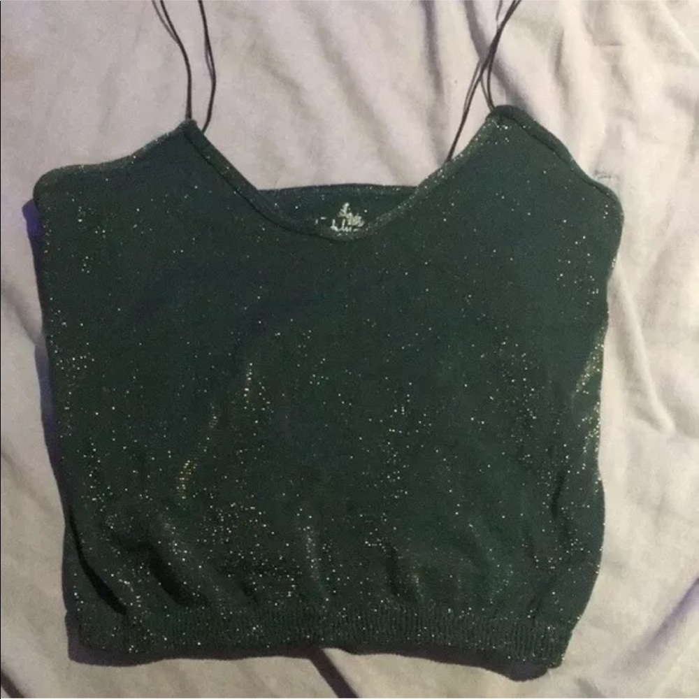 Free people tank green sparkles size Xs/small